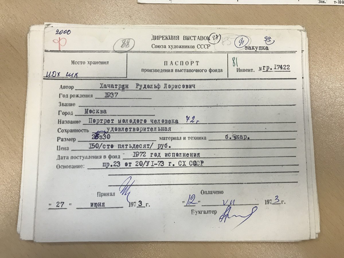 стр. 3 · RKh-Doc-0015 · Учётная карточка ВХПО / паспорт работы «Портрет молодого человека»