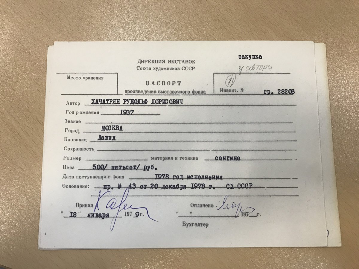 Учётная карточка ВХПО / паспорт работы «Давид»