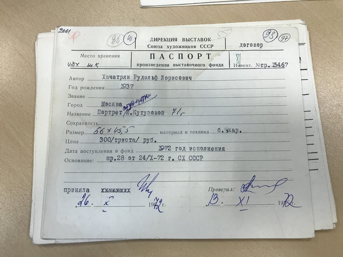 стр. 5 · RKh-Doc-0016 · Учётная карточка ВХПО / паспорт работы «Портрет И Кутузовой»