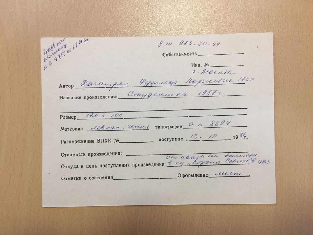 стр. 15 · RKh-Doc-0021 · Учётная карточка ВХПО / паспорт работы «Натюрморт с рыбами 3»