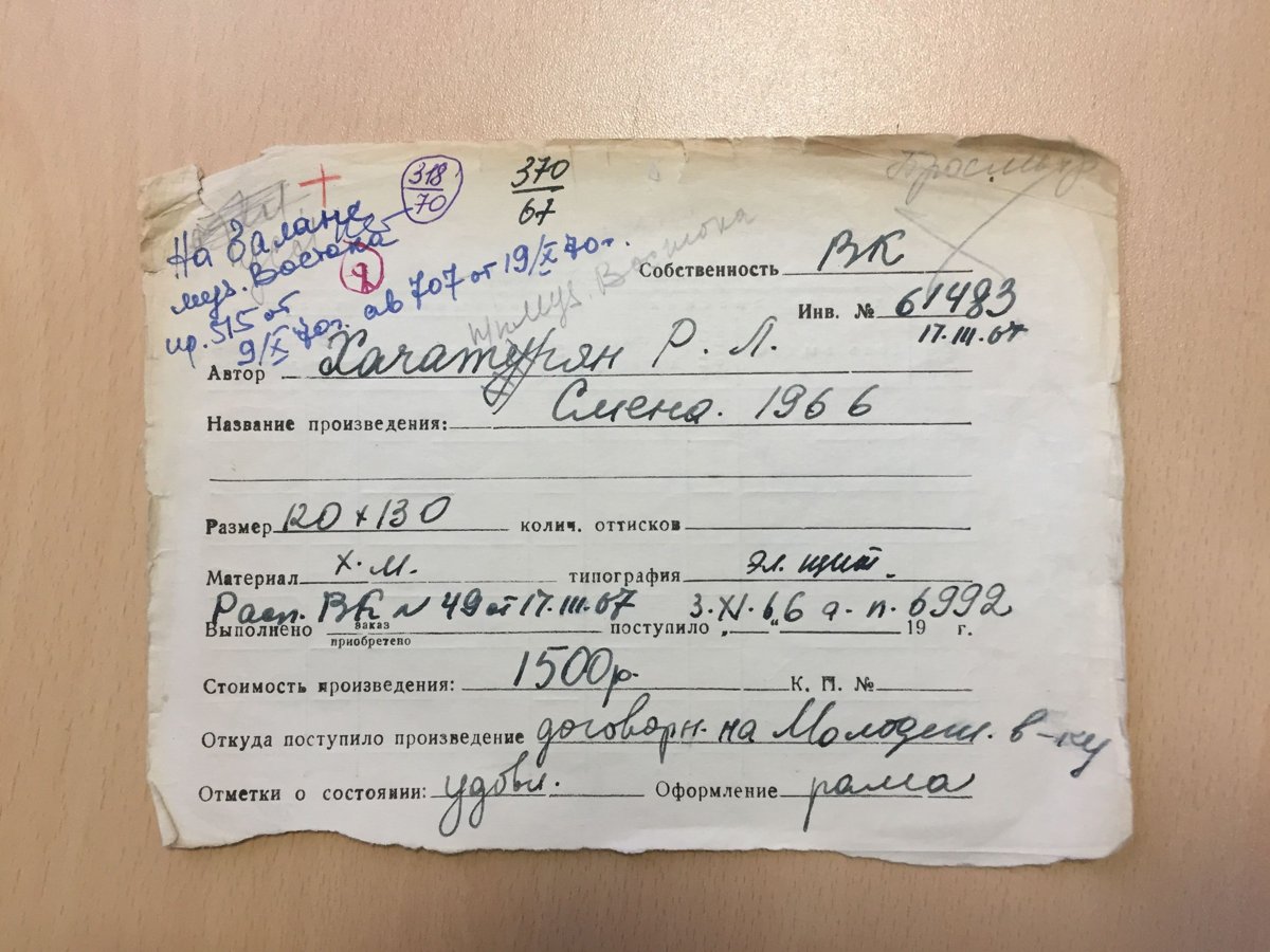 стр. 23 · RKh-Doc-0025 · Учётная карточка ВХПО / паспорт работы «Портрет кинорежиссёра Швейцера»