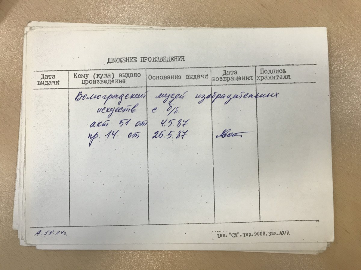 стр. 56 · RKh-Doc-0054 · Учётная карточка ВХПО / паспорт работы «Портрет актёра М»