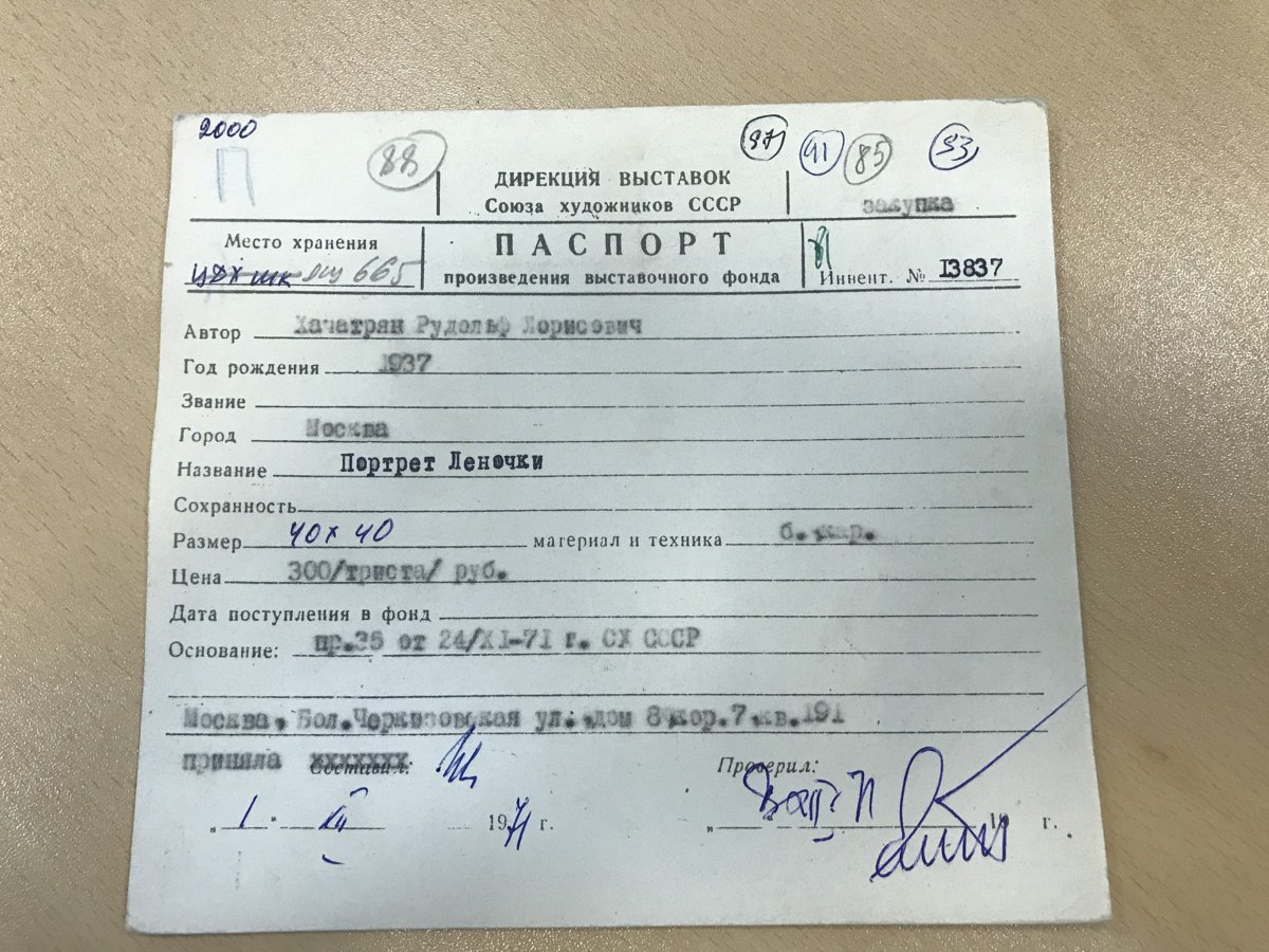 стр. 61 · RKh-Doc-0058 · Учётная карточка ВХПО / паспорт работы «Портрет кинорежиссёра Сергея Казано»