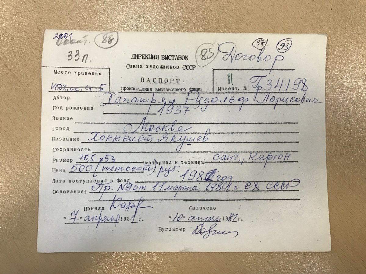 стр. 66 · RKh-Doc-0063 · Учётная карточка ВХПО / паспорт работы «Портрет дочери»