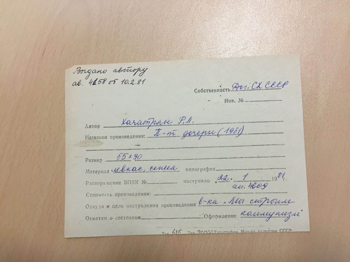 стр. 82 · RKh-Doc-0075 · Учётная карточка ВХПО / паспорт работы «Портрет молодого человека»