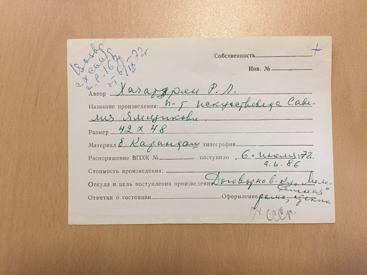 стр. 90 · RKh-Doc-0080 · Учётная карточка ВХПО / паспорт работы «Портрет Лианы Саакадзе — скрипачки»