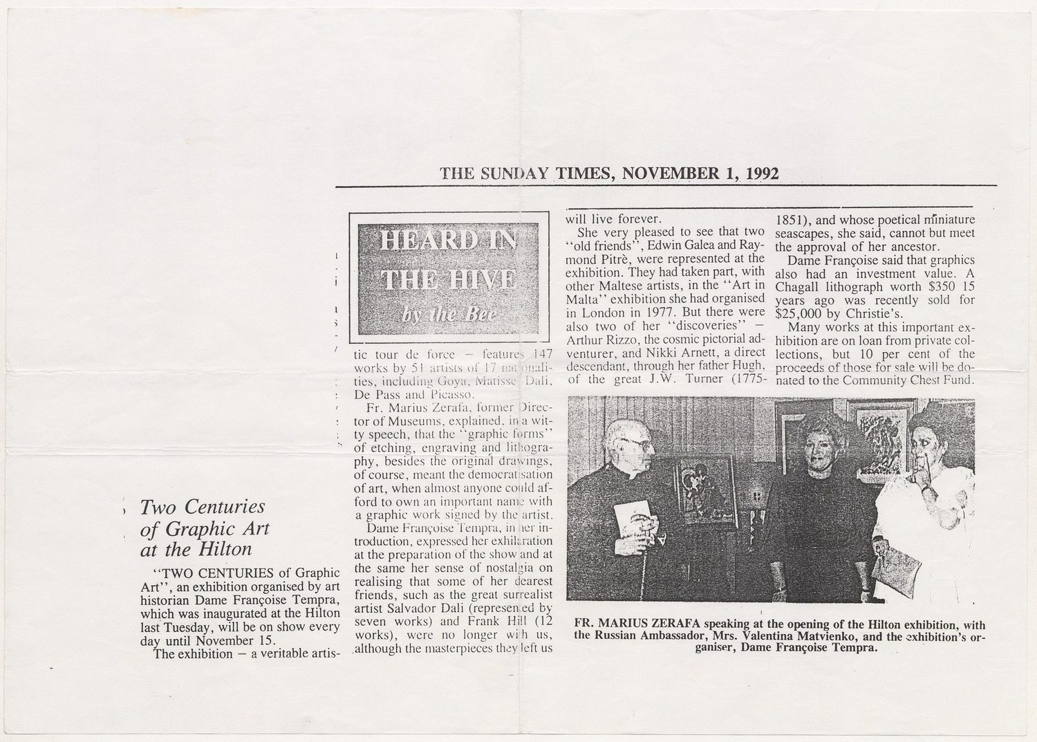 “Two Centuries of Graphic Art at the Hilton”.