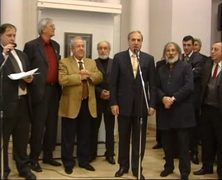 Зураб Церетели и Армен Смбатян. На открытии выставки ММСИ 2004 г.